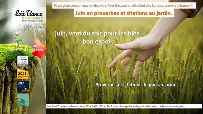 Proverbes; Citations; Jardins; Paysagiste; Landes; Pays Basque; Paysagiste Pays Basque; Paysagiste Landes; Loc BANCE; Amnagements paysagers; Concepteur de jardins; Paysagiste Guthary; 
